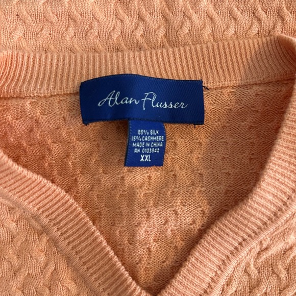 Alan Flusser Mens XXL Coral V Neck Silk Cashmere Textured Sweater - Picture 4 of 6